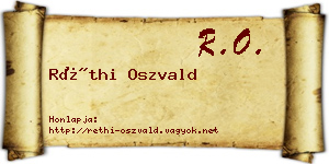 Réthi Oszvald névjegykártya
